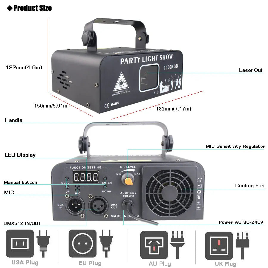 Animated Laser Beam Disco Light