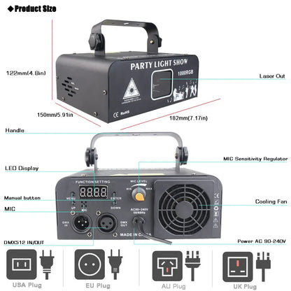Animated Laser Beam Disco Light